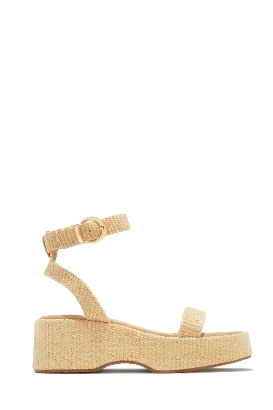 Black And White Style Walking On Sunshine Platform Sandals - Natural