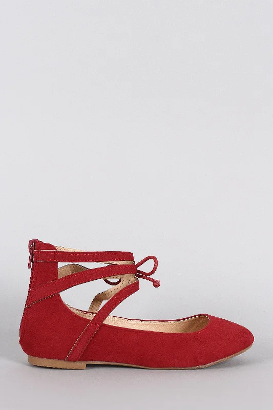 Windbreaker fashion Misbehave Suede Ankle Cuff Round Toe Ballet Flat