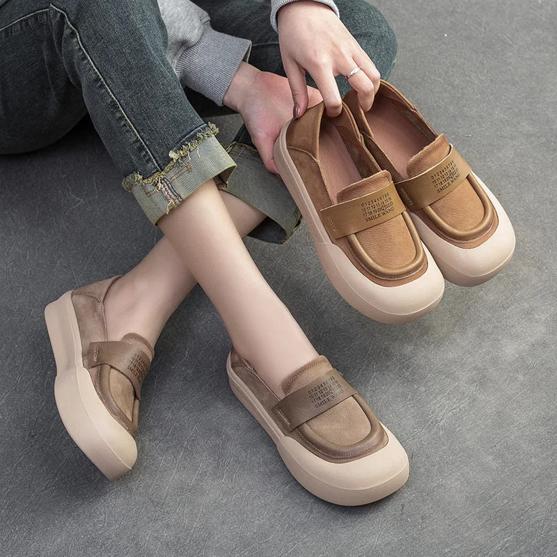 Nightclub Style Women Minimalist Leather Flat Casual Shoes