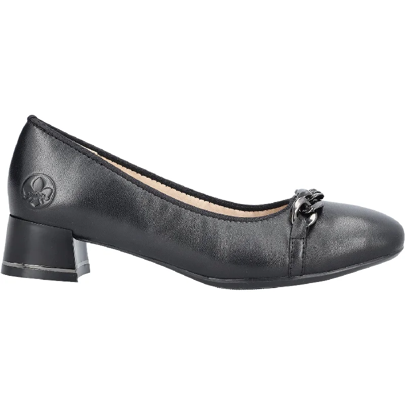 Black And White Style Women's Rieker 45069-00 Violet 69 Black Nappa Leather