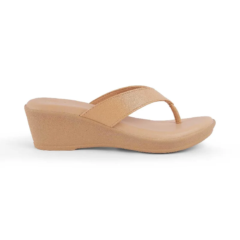 Sports Vitality Style Tresmode Terni Beige Women's Casual Wedge Sandals
