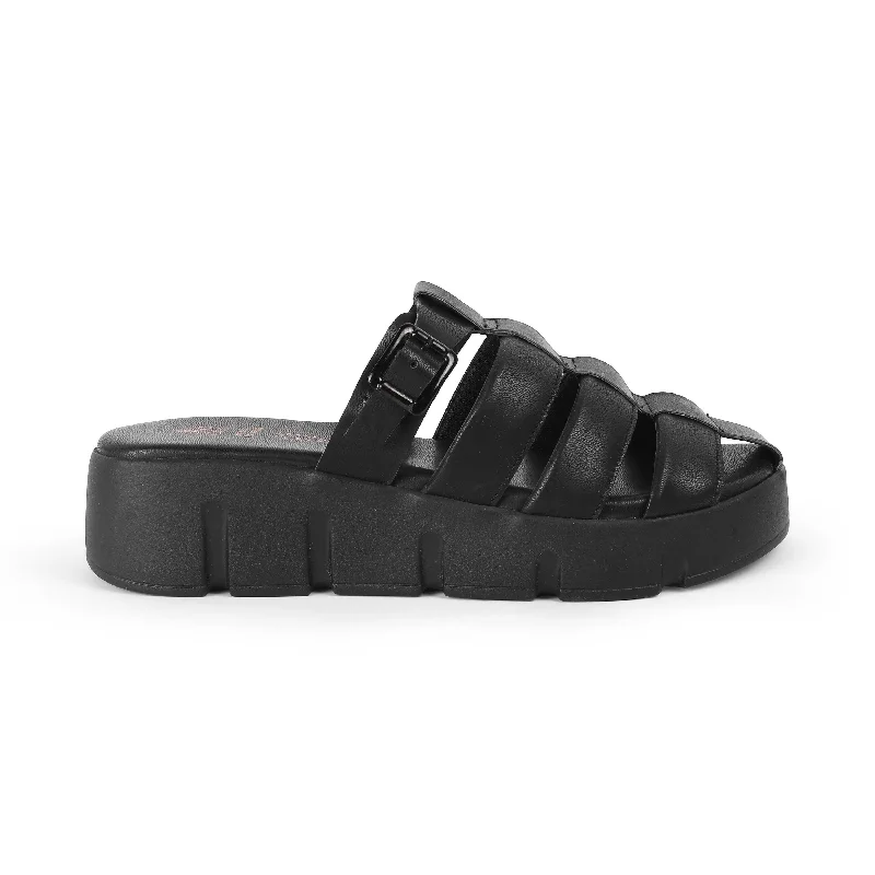 Exquisite workmanship Tresmode Maximus Black Women's Casual Chunky Sole Wedges