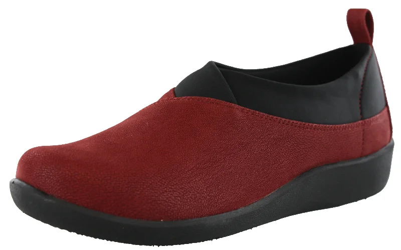Fashionable And Versatile Clarks Women Sillian Greer Red Slip On Casual Shoes