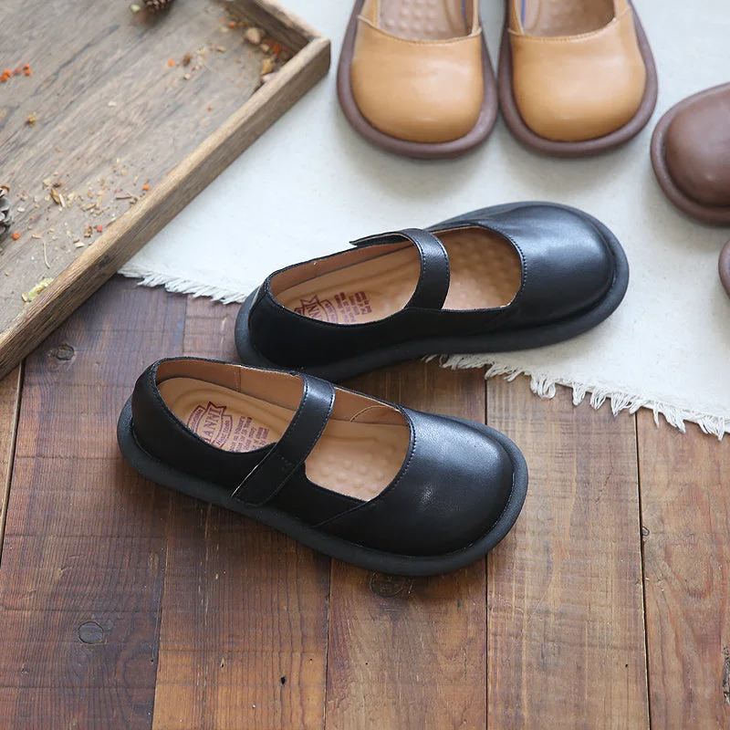 Leisure Travel Women Retro Minimalist Leather Flat Causal Shoes