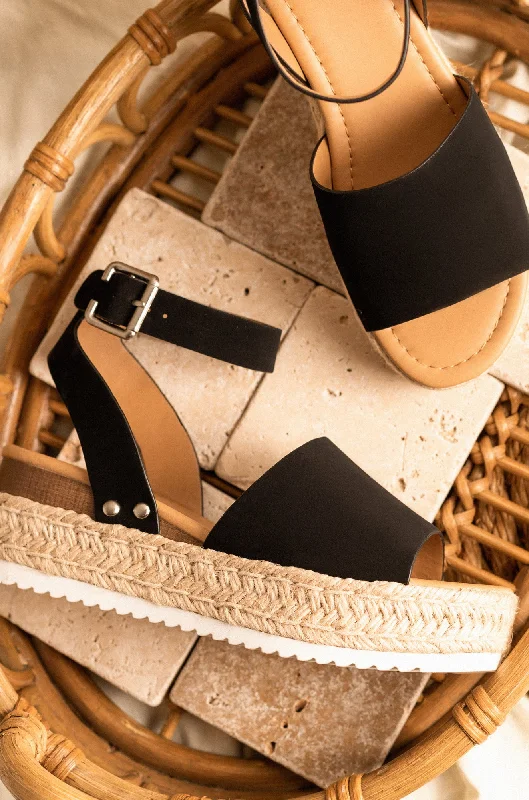 New Products Voyage Platform Espadrille Sandals - Black