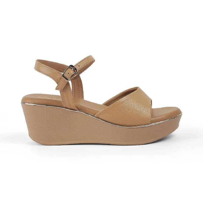 Elegant and noble Tresmode Sini Beige Women's Dress Wedge Sandals