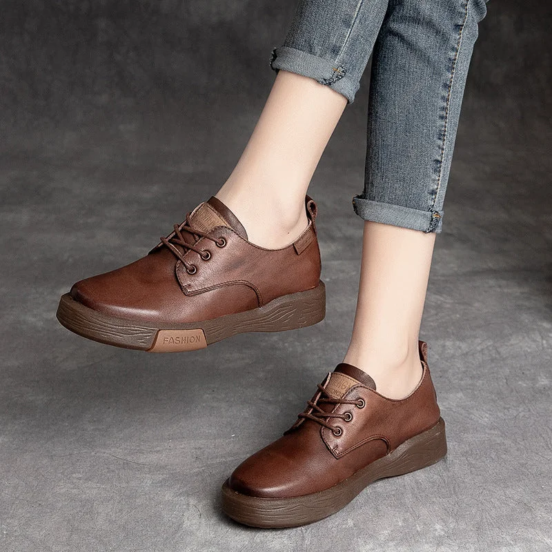 Lazy Style Women Classic Soft Leather Flat Casual Shoes