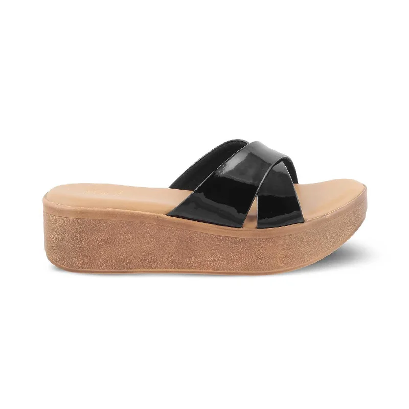 Mid-length Style The Simedge Black Women's Dress Wedge Sandals Tresmode