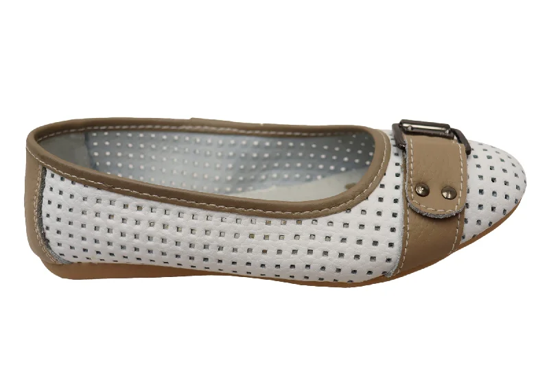 High-end Fabrics Bellissimo Saxona Womens Soft Leather Comfortable Flats