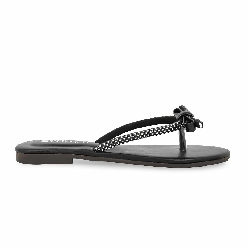 Slim Fit Black Casual Chappal CL1957