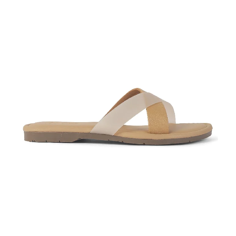 Simple Solid Color Tresmode Nion TMM2 Beige Women's Casual Flats