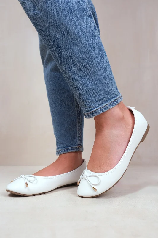 Sports High Waist Style TRUTH KIDS  SLIP ON FLAT BALLERINA IN WHITE FAUX LEATHER