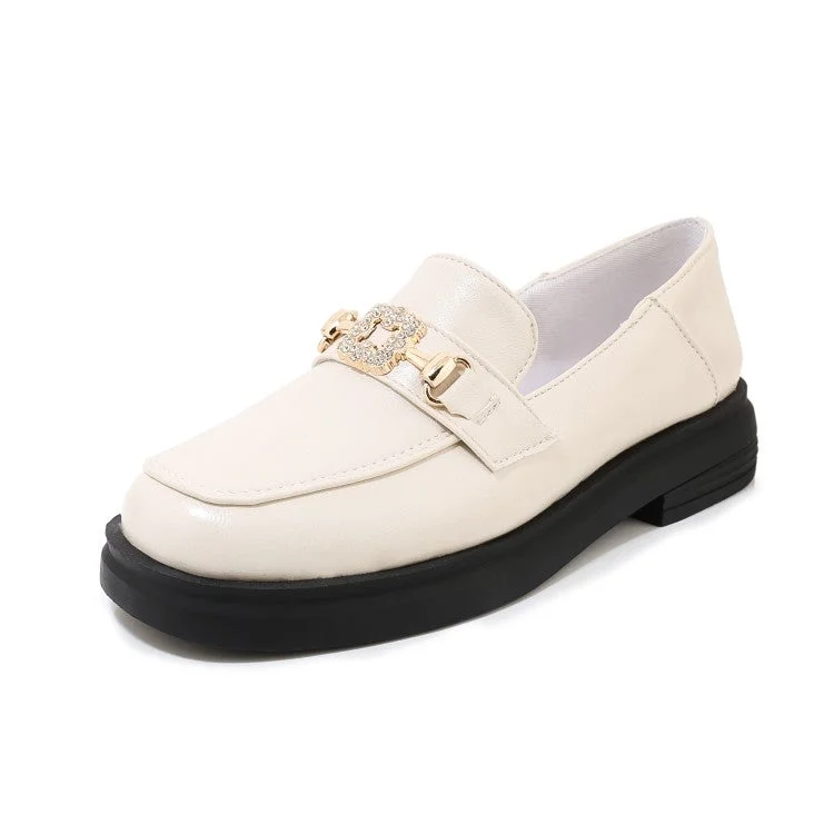 Avant-garde trend Women's Shallow Rhinestone Slip on Platform Flats Shoes