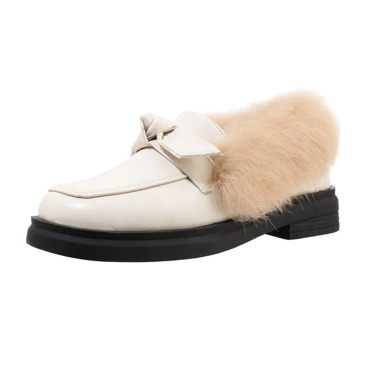 Slim Fit Women's Shallow Slip on Bowtie Flats Platform Shoes
