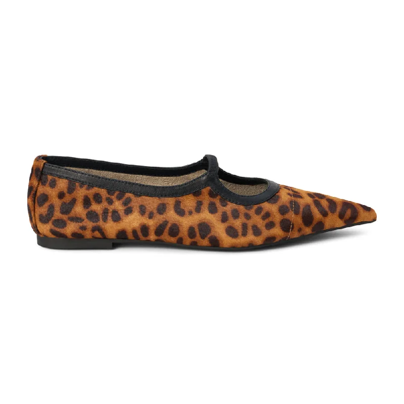 Printed pattern Fleur Leopard Mary Jane Flats