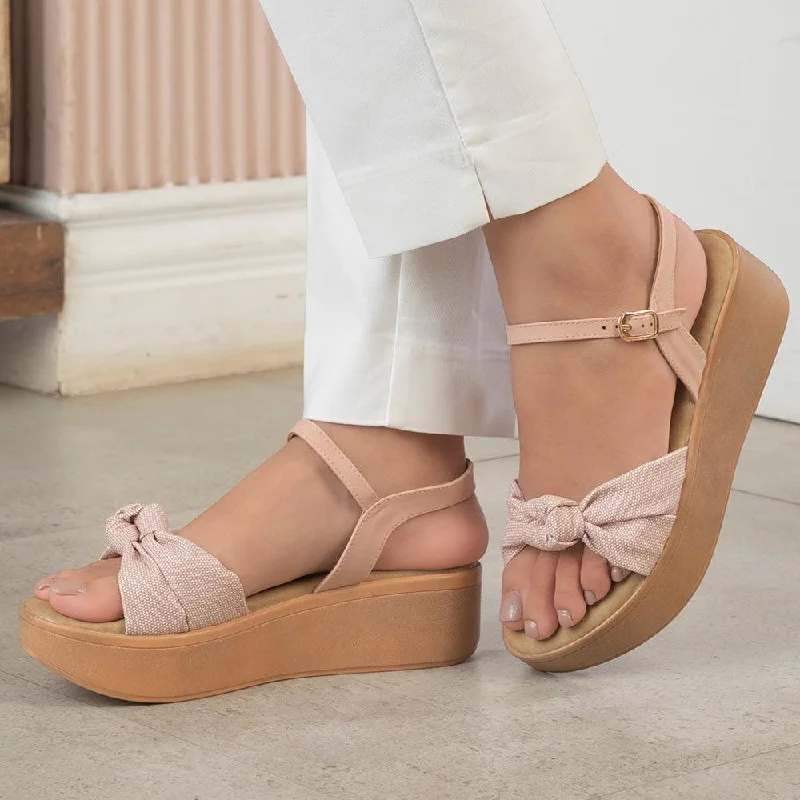 Fresh And Natural The Brera Pink Women's Platform Wedge Sandals Tresmode