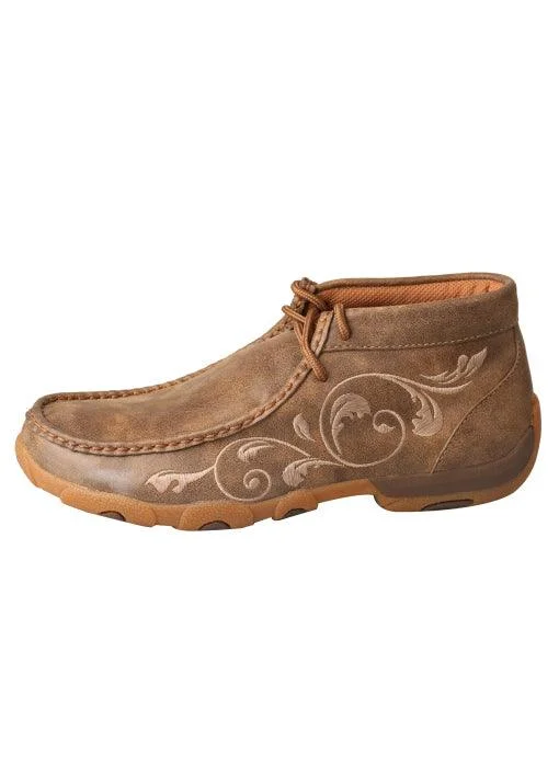 Street Style Twisted X Women's Bomber Floral Embroidered Leather Driving Mocs Casual Shoe WDM0041