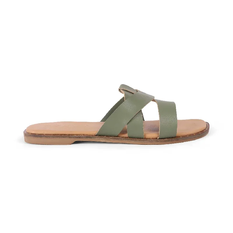 Design And Tailoring Tresmode Roja Green Women's Casual Flats