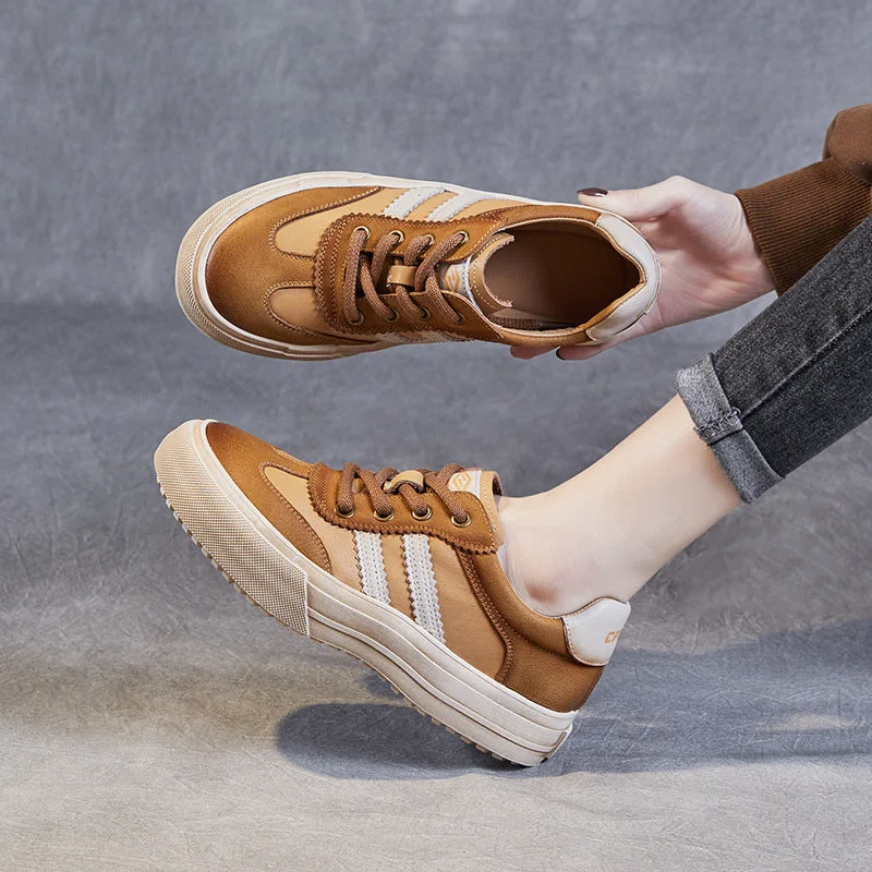 Design sense Women Handmade Color Matching Leather Casual Training Shoes