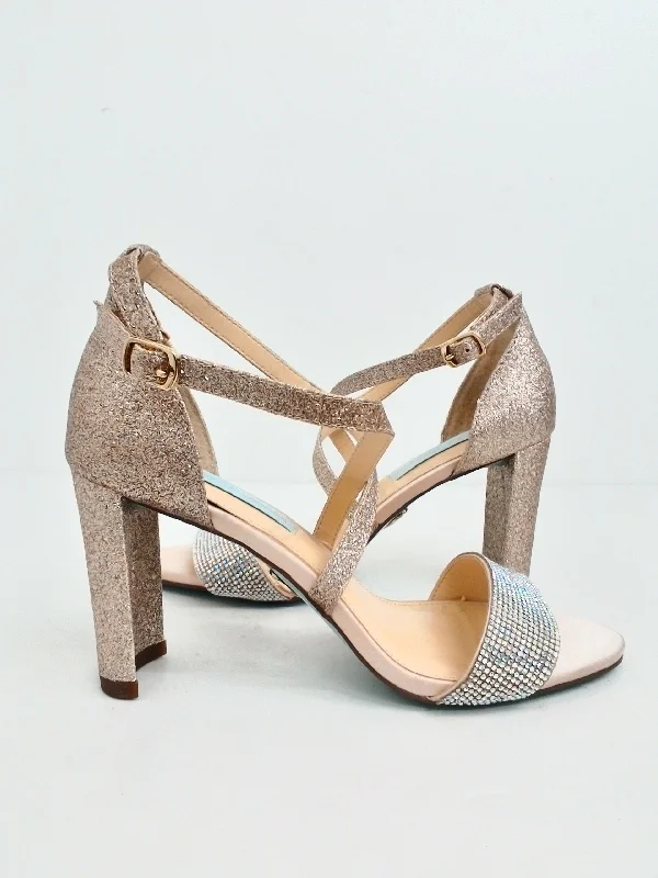 Customized Version Betsey Johnson Women's Bella Rose Gold Heeled Sandal Size 7 M