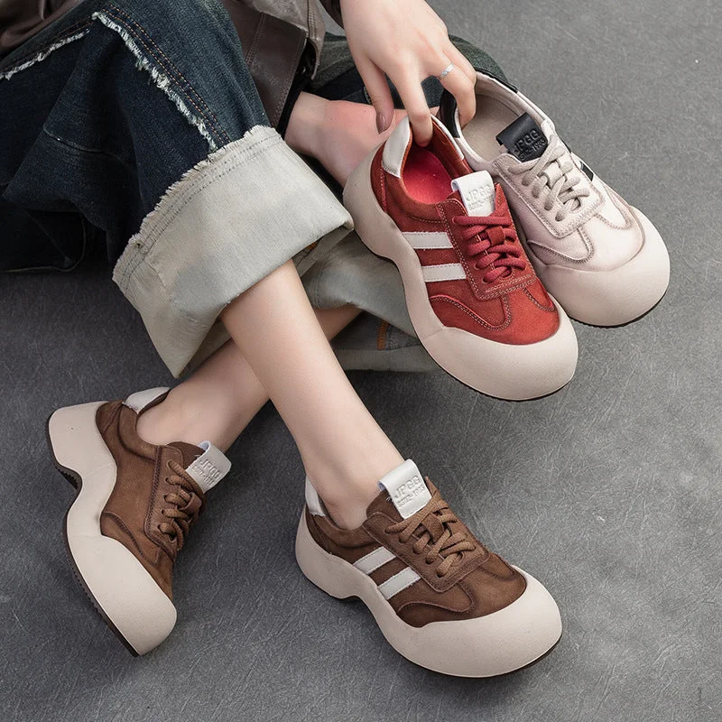 Knitted Design Women Minimalist Fashion Leather Sport Casual Shoes