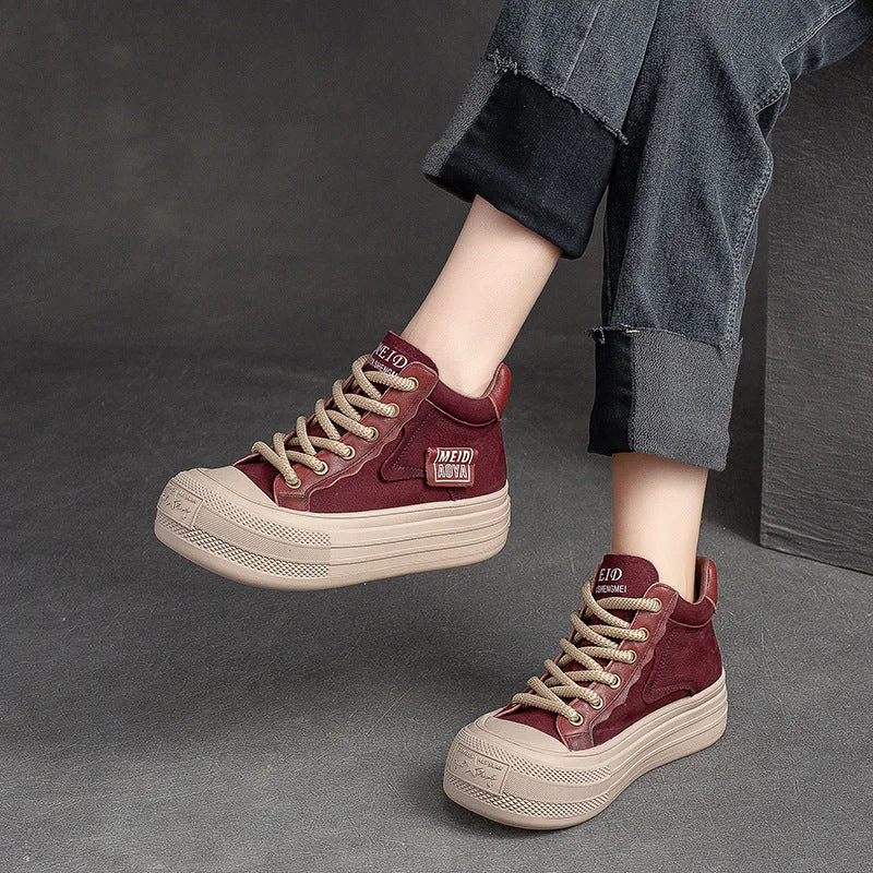 Romantic And Fresh Women Stylish Fashion Leather High Top Casual Shoes