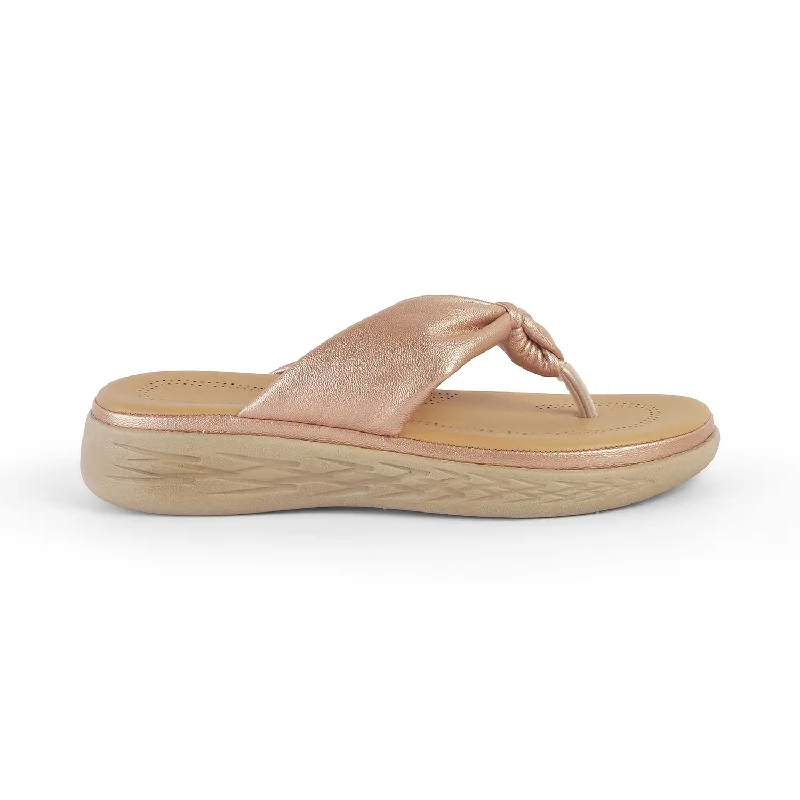 Round neck design Tresmode Habe Champagne Women's Casual Wedge Sandals