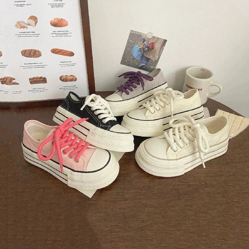 Street Style Suit Casual Canvas Sneakers, Cute Round Head Unisex Athletic Sport Shoes, Lace Up Sneakers for Men and Women, Casual Retro Stylish Everyday Flats