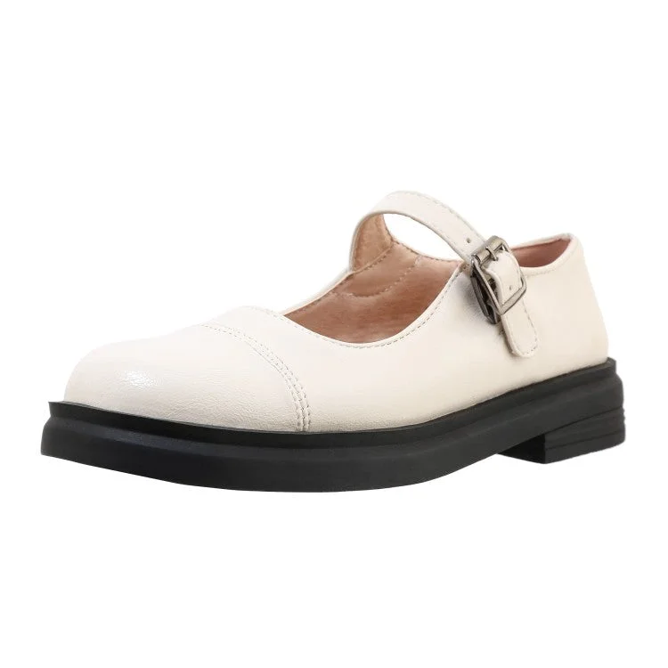 Celebrity Style Women's Round Toe Ankle Strap Slip on Flats Platform Shoes