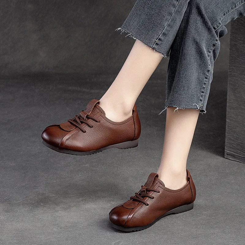 Sweet Girl Women Retro Soft Leather Flat Casual Shoes