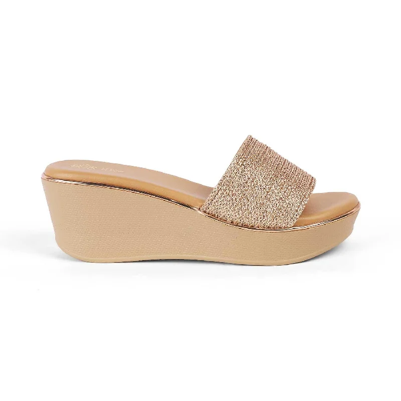 High-quality Fabrics Tresmode Alake Champagne Women's Dress Wedge Sandals