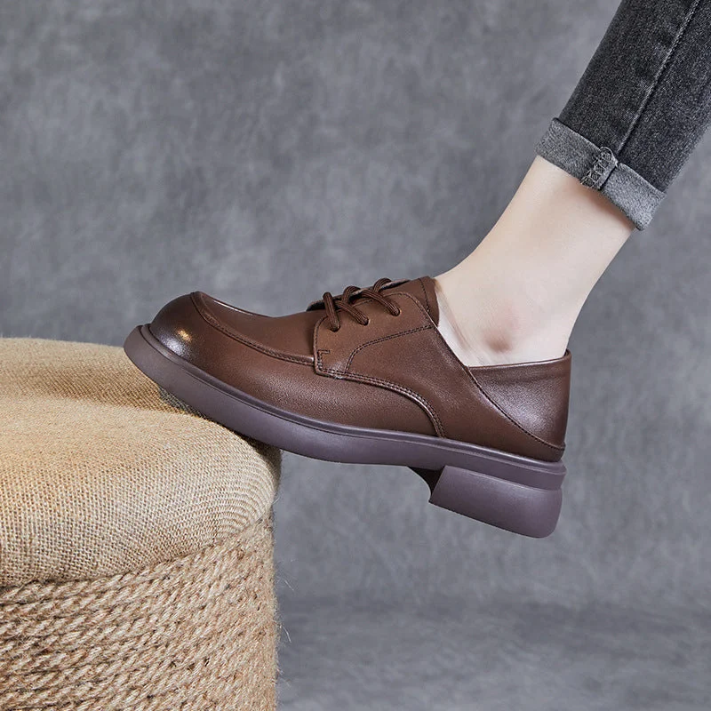 Skirt style Women Retro Soft Cowhide Minimalist Casual Shoes