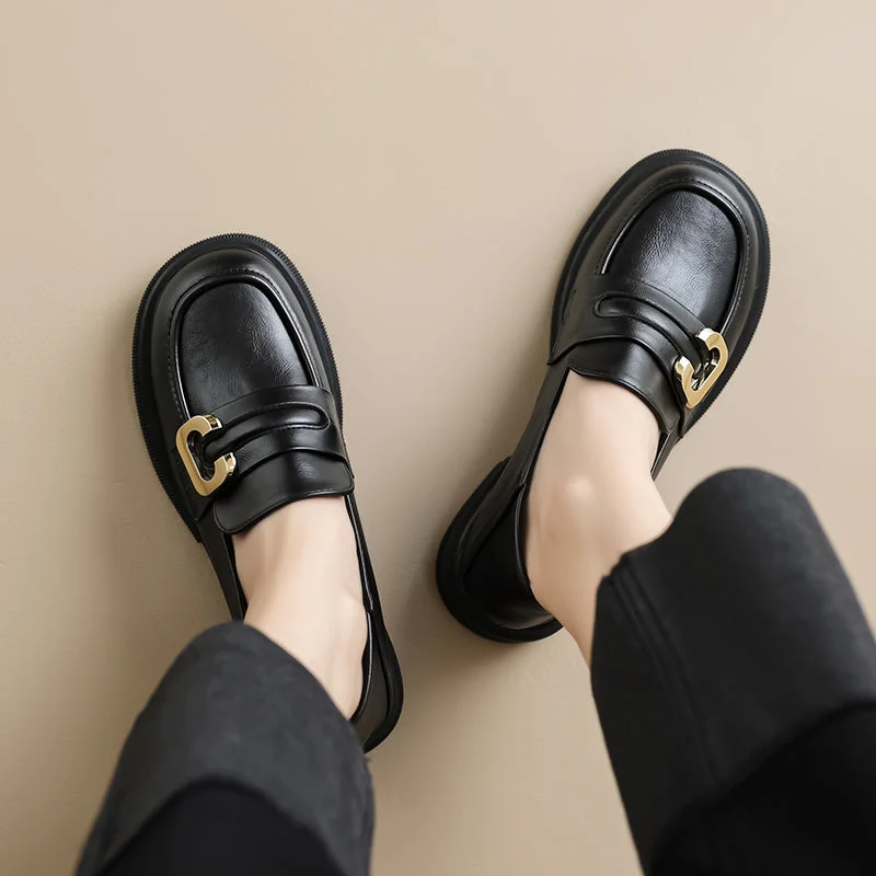 Diamond Series Women Retro Minimalist Soft Leather Casual Loafers