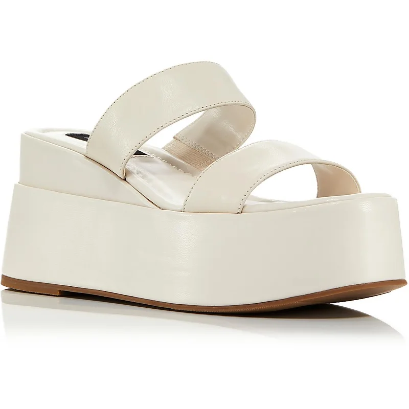 Nightclub Style Aqua Womens Maxy Leather Slip On Flatform Sandals