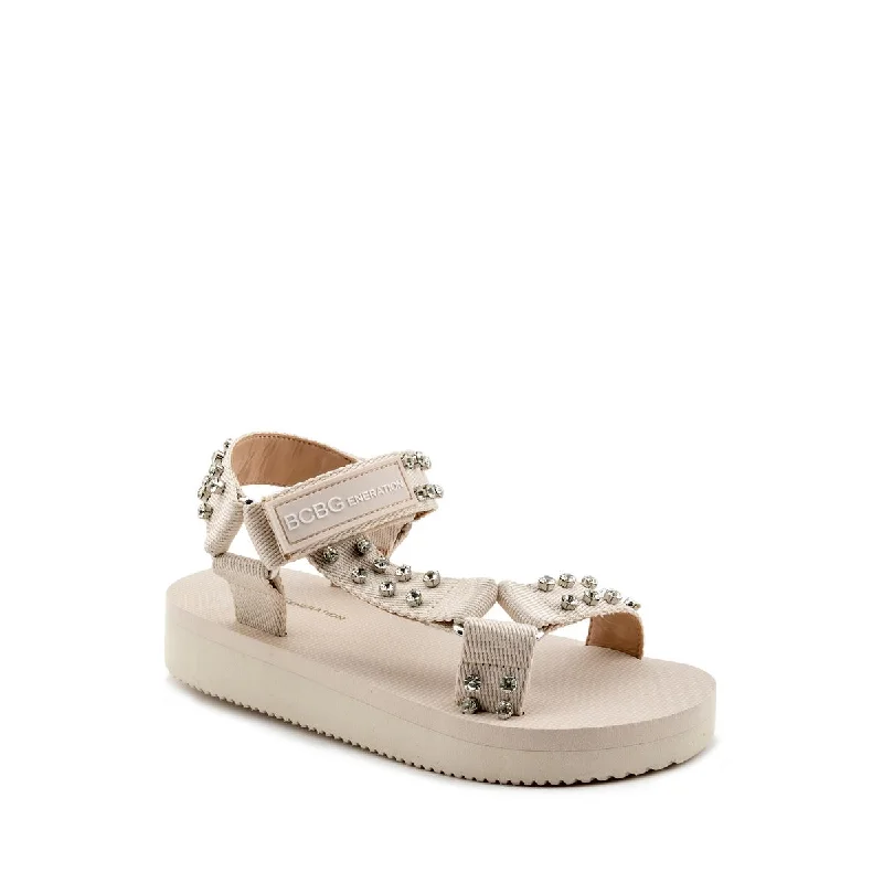 Elegant Tailoring BCBGeneration Womens Parna-2 Studded Adjustable Flatform Sandals