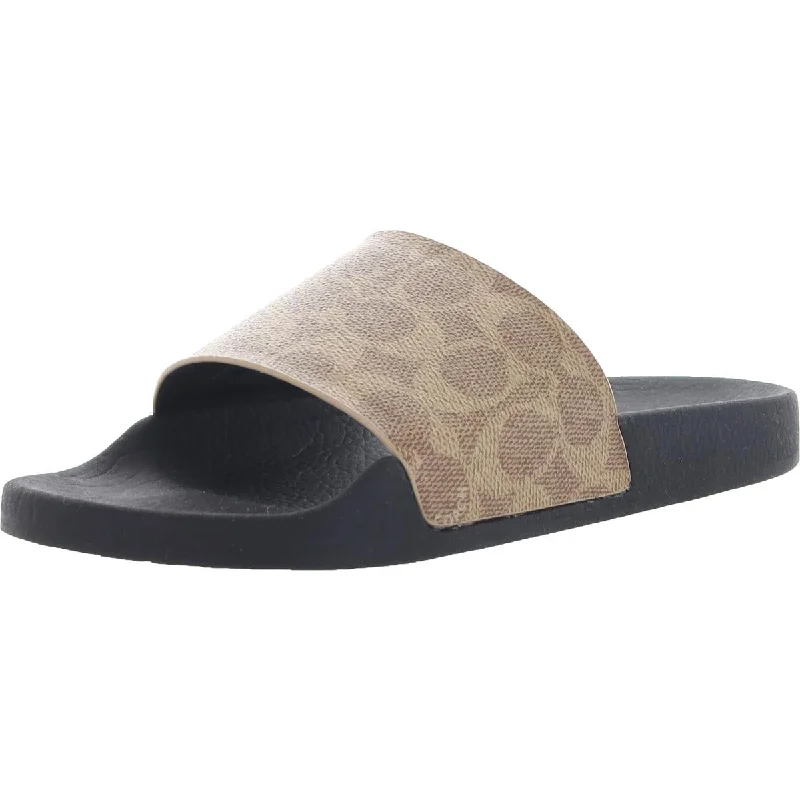 Design sense Coach Womens Udelle Logo Flats Pool Slides
