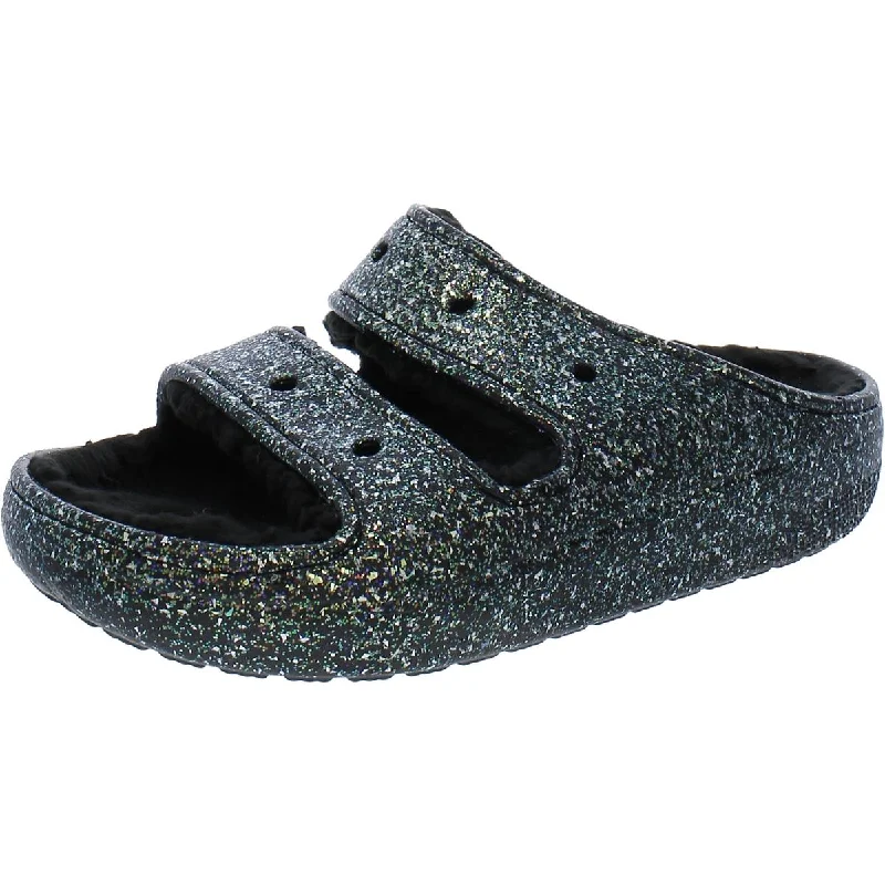 Moisture wicking Crocs Womens Classic Cozzzy Glitter  Slide Sandals
