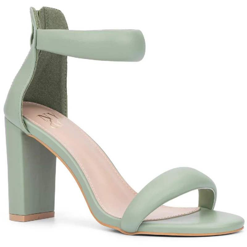 Unique Design New York & Company Womens Faux Leather Ankle Strap Block Heel