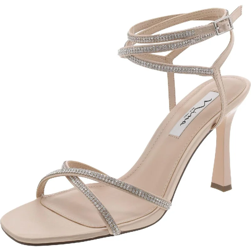 Knitted Design Nina Womens Satin Square toe Strappy Sandals
