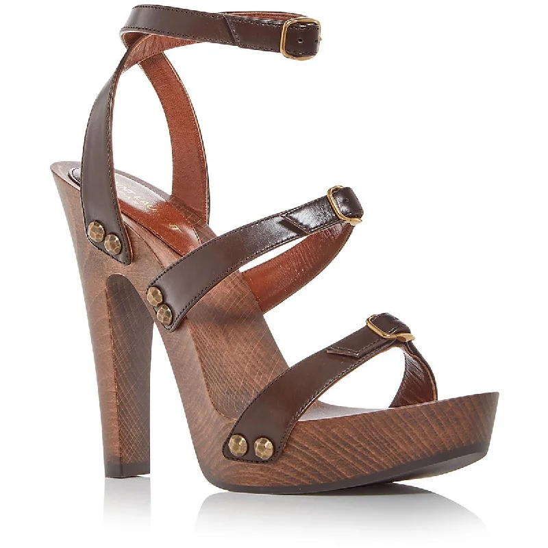 Independent design Saint Laurent Womens JOAN 100 Leather Ankle Strap Platform Sandals