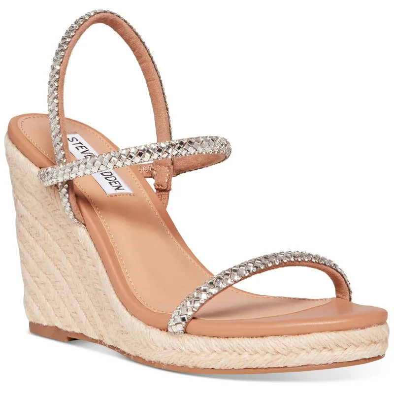 Printed pattern Steve Madden Womens Udell Leather Metallic Espadrilles